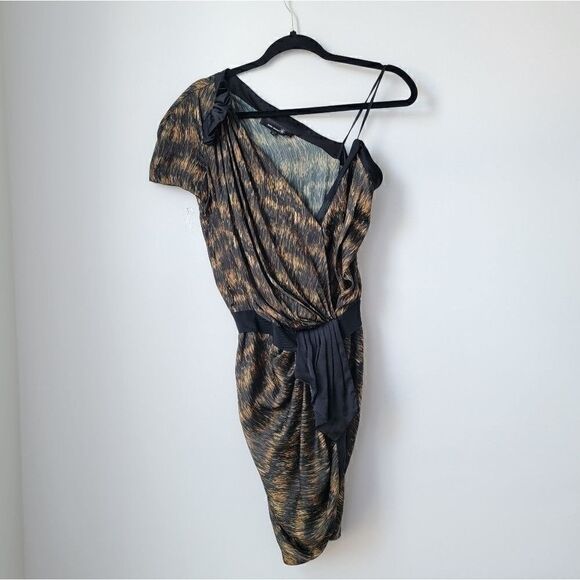 Isabel MARANT Asymmetrical Black & Multicolor Printed Mini Dress Size 0 - Picture 3 of 12